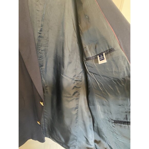 Lands' End Black Blazer Men's 46 Long Single Breasted Brass 2 Button - Picture 6 of 12